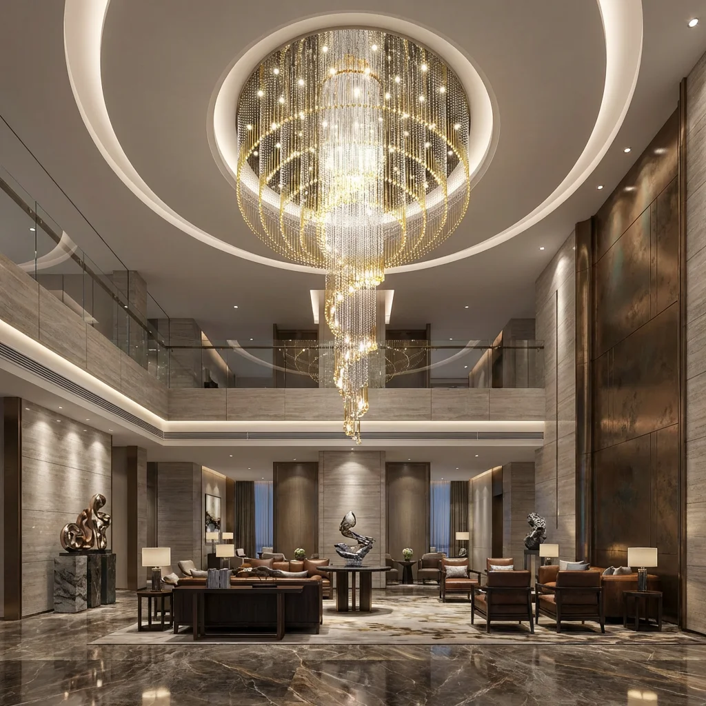 Modern Art Spiral Crystal Chandelier Hotel Lobby  Banquet Hall  Villa  Club  Project Custom High-end Lighting Chandelier