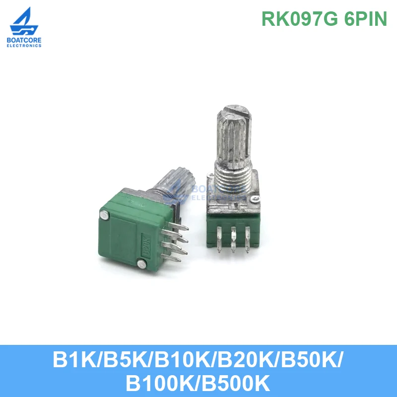 5PCS RK097G Double Potentiometer B1K B5K B10K B20K B50K B100K B500K 6Pin Audio Amplifier RK097N