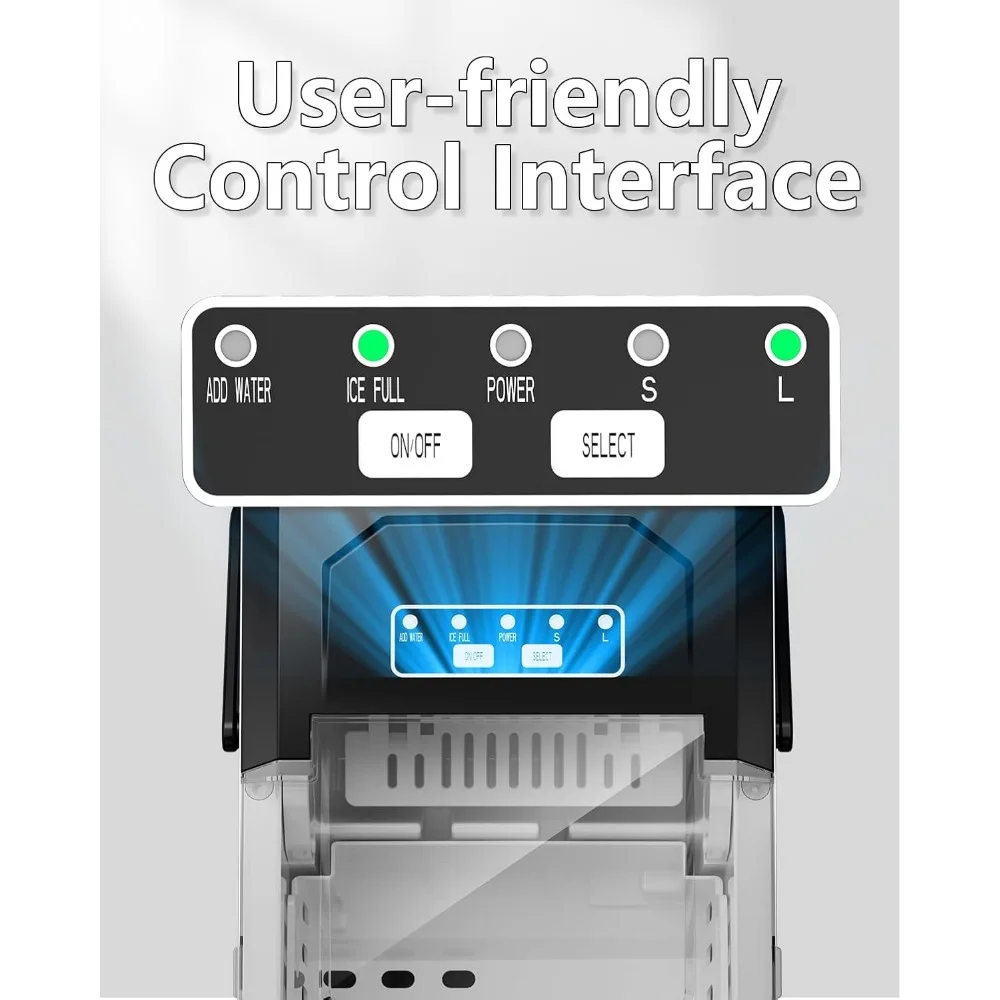 Fabbricatore di ghiaccio, portatile, autopulente, 9 cubi in 6 minuti, 26 libbre/24 ore, 2 dimensioni di ghiaccio proiettile per cucina di casa ufficio Bar Party RV