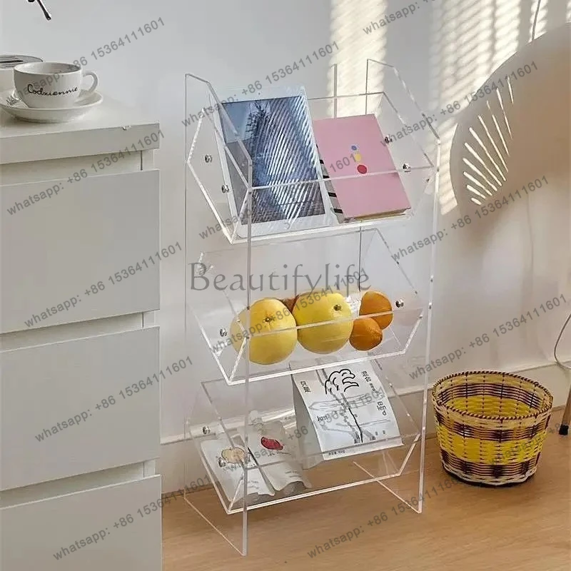 multi-layer storage rack acrylic edge several high transparent Internet celebrity living room kitchen bookcase
