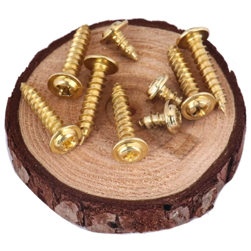 M3 M4 Carbon Steel Imitation Gold Plated Round Head Self Tapping Screw With Washer Length 6/8/10/12/14/16/18/20/25/30/35/40mm
