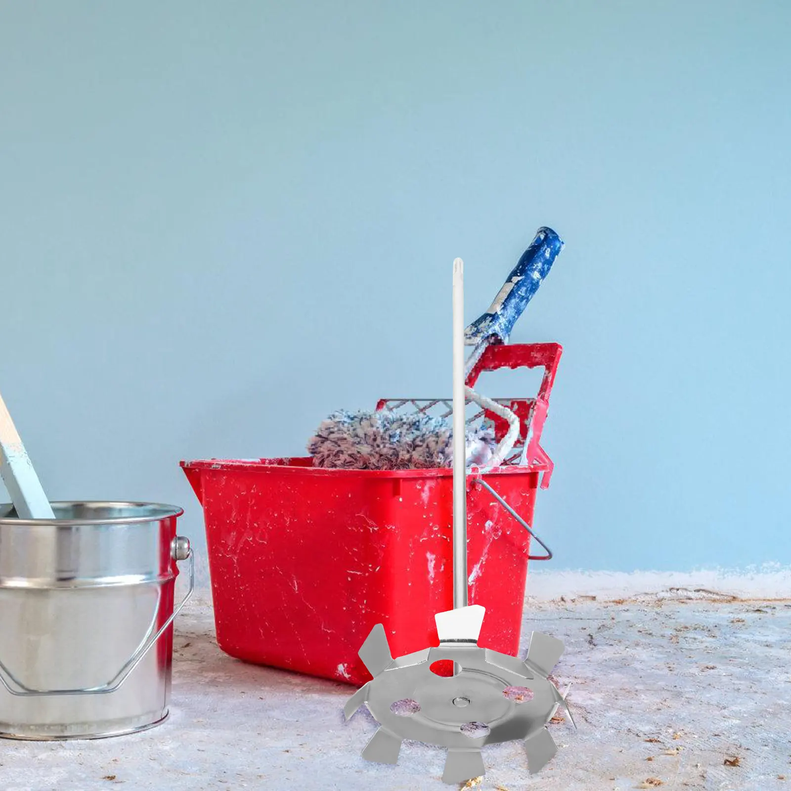 Paint Mixer Drill Attachment for Homeowners to Save Time and Effort, 1 Pc Silver Galvanized Iron for Grout, Cement and Mud