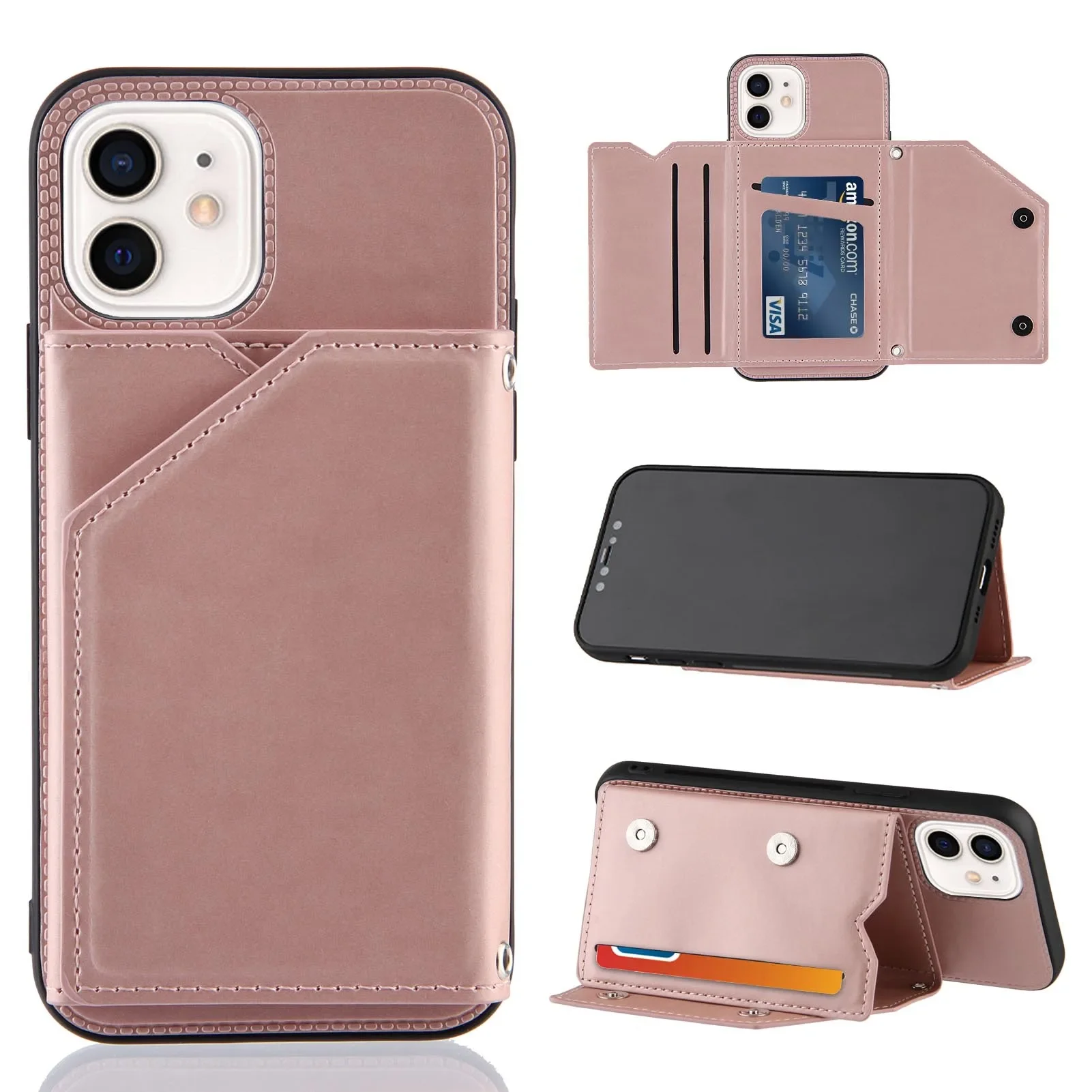 PU Leder Flip Telefon Fall Für iPhone 12 mini 11 Pro XS Max X XR 7 8 SE2 2020 Brieftasche karten Slots Stoßfest Abdeckung