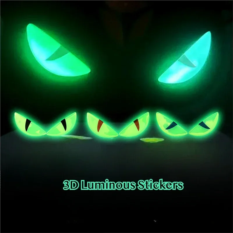 3D Devil's Eye Luminous Stickers, Motorcycle Helmets Sticker, Night Light Decor,Car Reflective Stickers, Stickers for KTM, Honda 