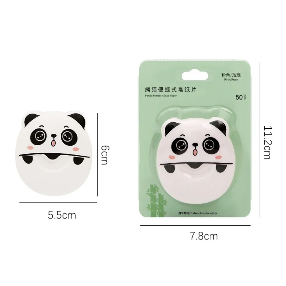 Portátil Panda Sabão Flocos, Mini Folha de Papel Sabão Descartável, Box-Packed, Viajar, Camping, Caminhadas, Caixa, 50pcs