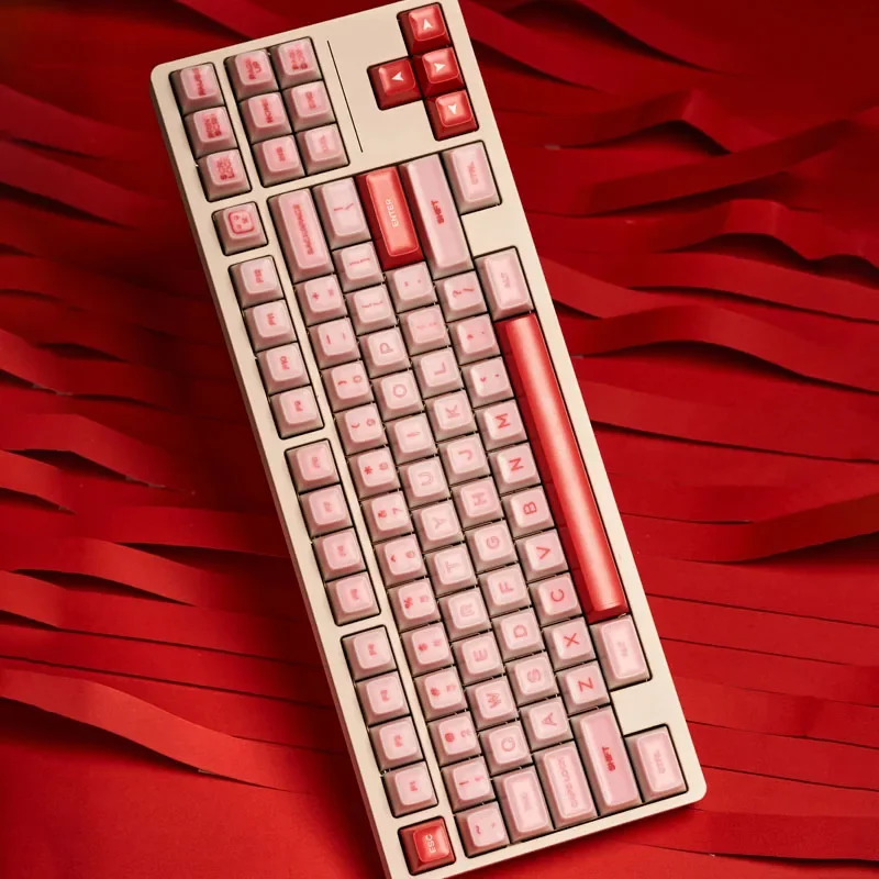 Aardbei Thema Keycaps Set Roze Keycaps Custom Qxa Profiel Abs Key Caps Mechanische Toetsenbord Accessoires Meisjes Cadeau 161 Toetsen