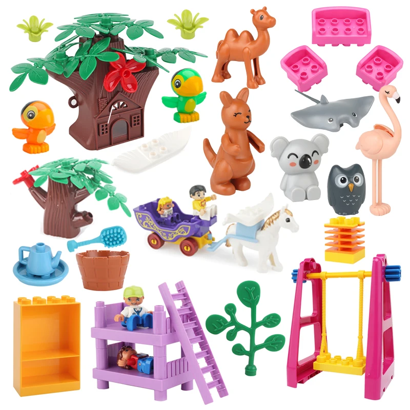 New Original Big Building Blocks Accessories Innovation Zoo Animals Furniture Model Compatible Bricks Kids Education Toys Gifts