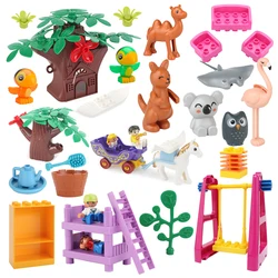 Grandes bloques de construcción originales para niños, juguete de ladrillos para armar animales del Zoo, ideal para regalo, novedad