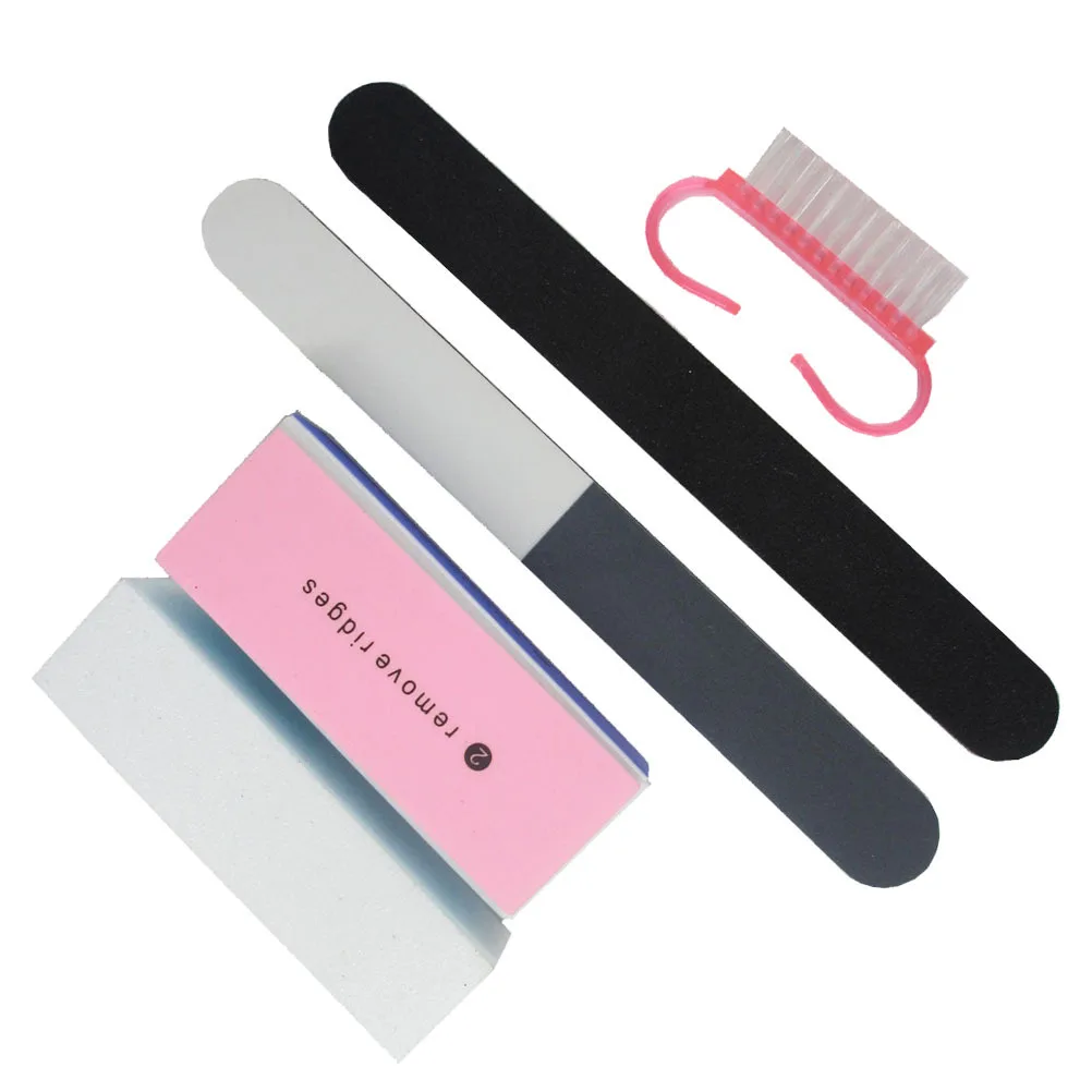 

10pcs Nail Art Tool Set 4 Sanding Blocks 4 Polishing Strips 2 Brushes For Natural False Nails Manicure Kit Emery Board Buffer