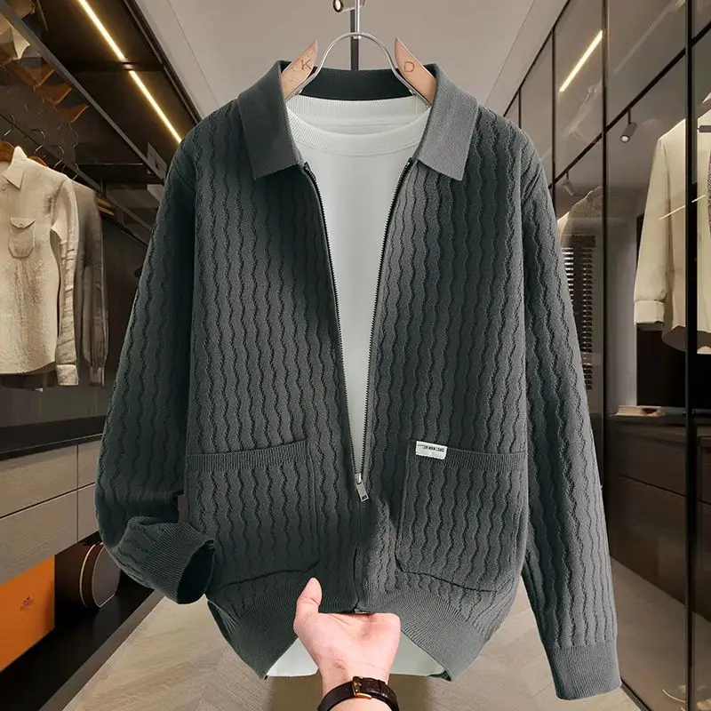 

Вязаный кардиган-свитер для мужчин, весна-осень, новая модель, модный бренд, молодежный стиль, стандартная длина