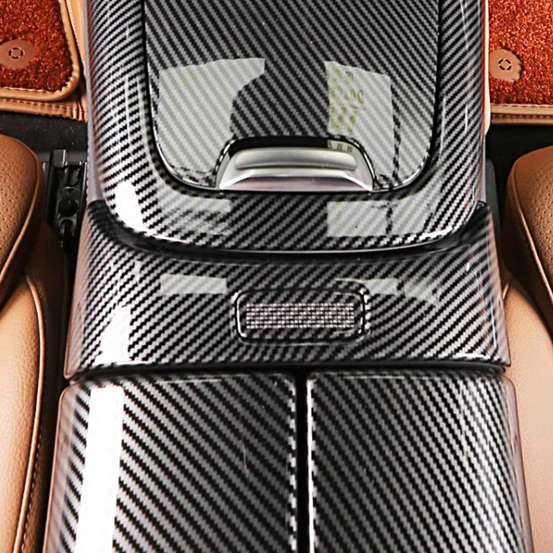 For Mercedes Benz E Class W214 S214 2024 ABS Carbon Fiber Car Armrest Box Panel Decorative Cover Interior Car Accessories