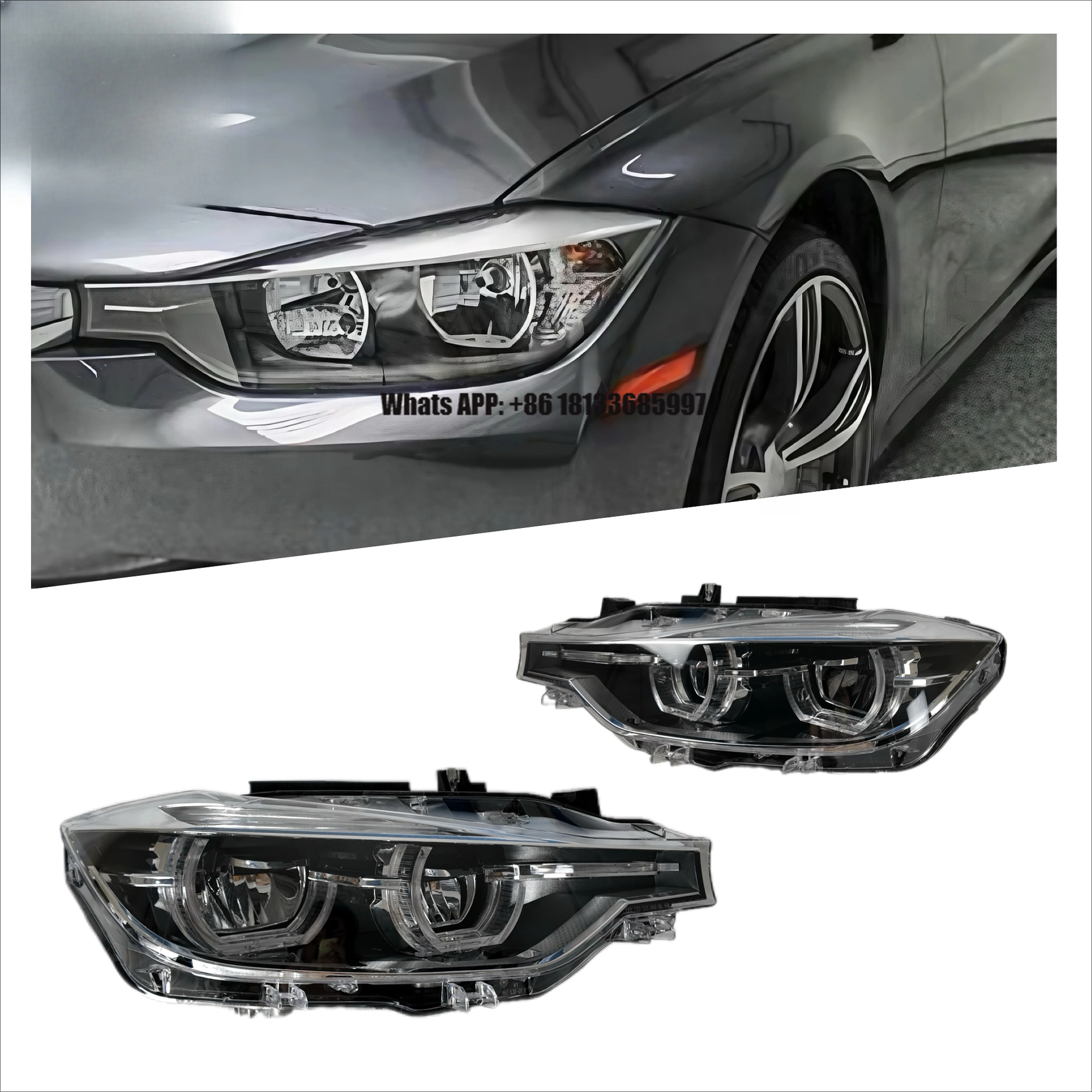 

Performance Headlamp 2012-2015 Halogen Upgrade LED New Look Headlight Pair Chrome for 3 Series