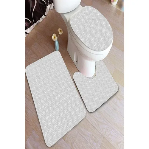 Inca Carpet Antibacterial Washable Non-Slip Dot Sole 3'lü Toilet Seat Pad (60CM x 100CM - 55CM x 60CM - 47CM x 50CM) İNKZ6094