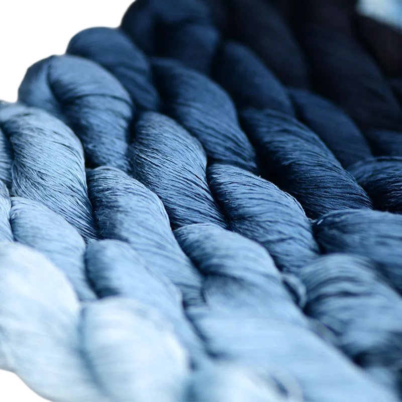Hilo de seda Mulberry No.13 6A, serie azul índigo para bordar ramas grandes, diseño de flores envuelto, artesanía hecha a mano