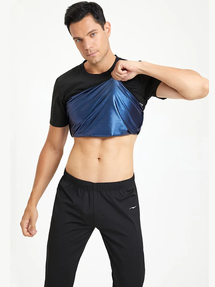 2pcs/set Sauna Shirt+Pants for Men, Short Sleeve Sauna Suit for Men Women, Sweat Body Shaper Sauna Vest Gym Exercise Top+Bottom