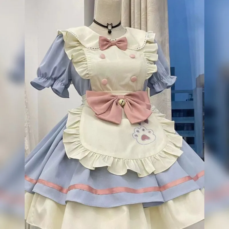 Traje de sirvienta suave de Lolita para niña, traje con lazo para perro, traje de sirvienta corta, trajes dulces de Lolita, falda Kawaii, disfraz de Cosplay