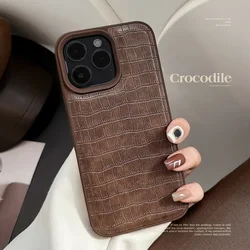 Retro Crocodile skin pattern Chocolate art Phone Case For iPhone 17 air 16 15 14 13 Pro Max Case Cute luxury shockproof Cover