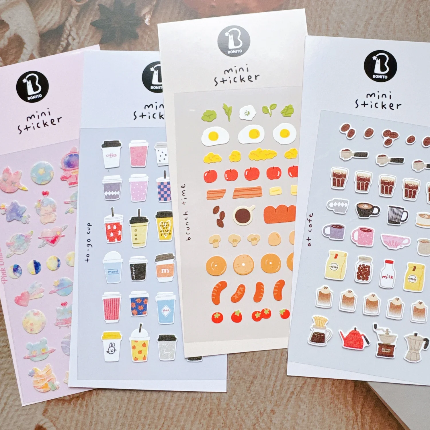 Adesivos de Papel BONITO Mini Série Café Urso Polar Mood Cup Universe para Scrapbooking, Diário e Decoração de Papelaria DIY