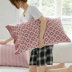 Pure Cotton Gauze Pillowcase 2 Pieces Envelope Type Design Non-slip Pillowcase For Home Bedroom Decorative Pillow Dakimakura