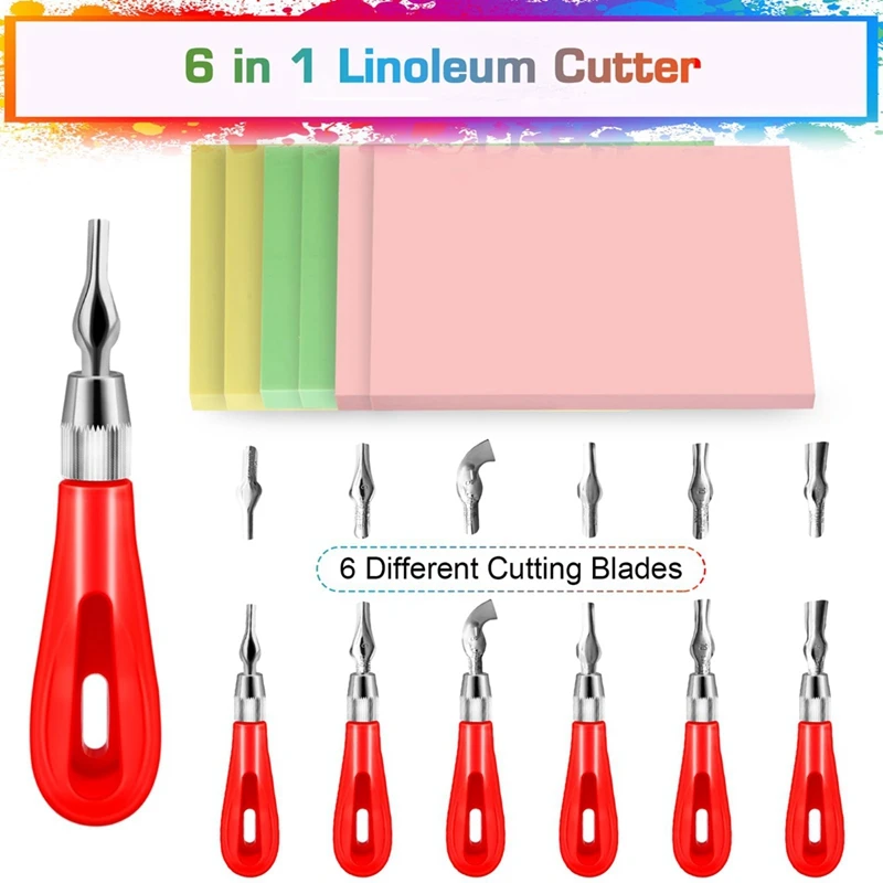 طقم صنع الطوابع المطاطية ، كتلة نحت ، قاطع مشمع ، حرفة ذاتية الصنع ، 22