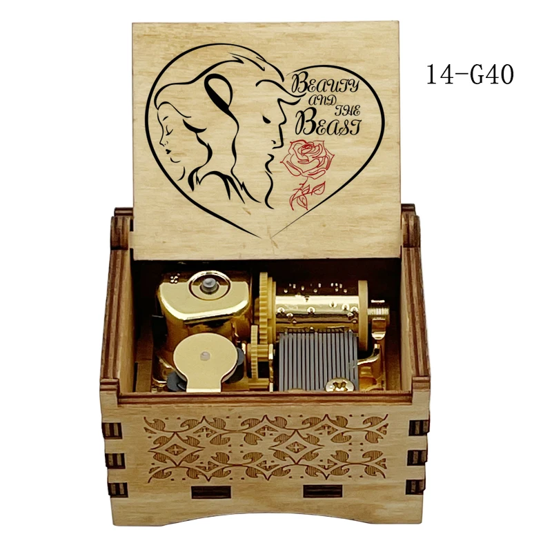 Anime Movie Beauty Princess Wooden Music Box, Laser Engraved Beast Musical Gift, Birthday Lover's Anniversary Special Present - view 5