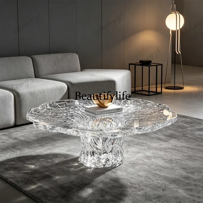 Asmt114  Light Luxury High Transparent Resin Coffee Table Living Room Model Room Homestay Creative Household Tea Table