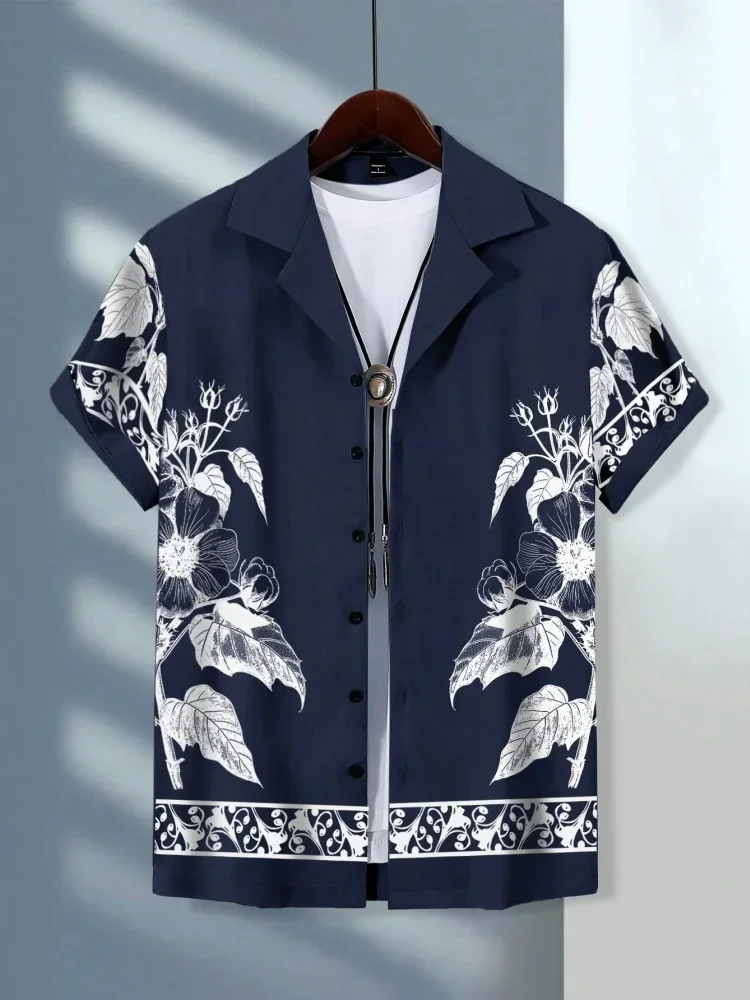 

3D Printed Floral Men's Shirt Neutral Fashion New Summer Casual Fresh Style Oversized Breathable Lapel Button Hawaiian Shirt