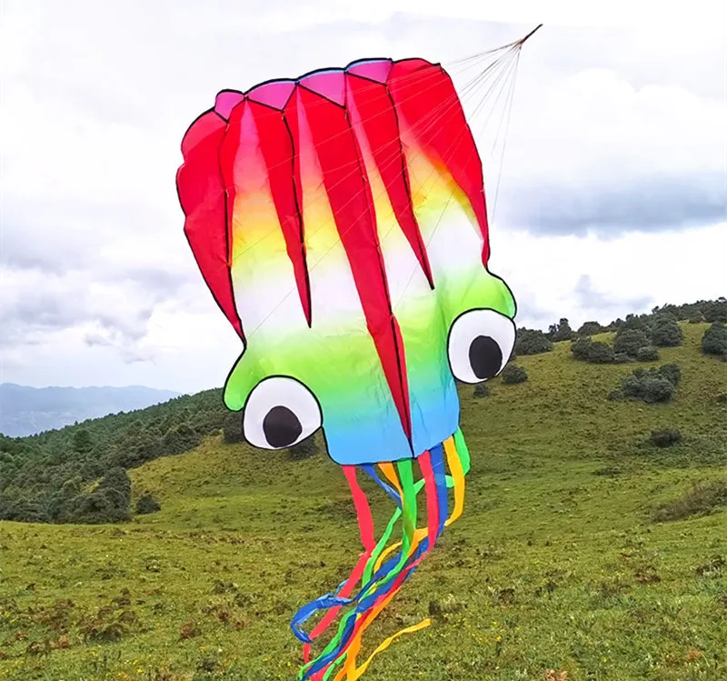 Spedizione gratuita octopus kite flying soft aquiloni giocattoli per bambini kite factory walk in sky outdoor fun sports beach aquiloni koi ikite