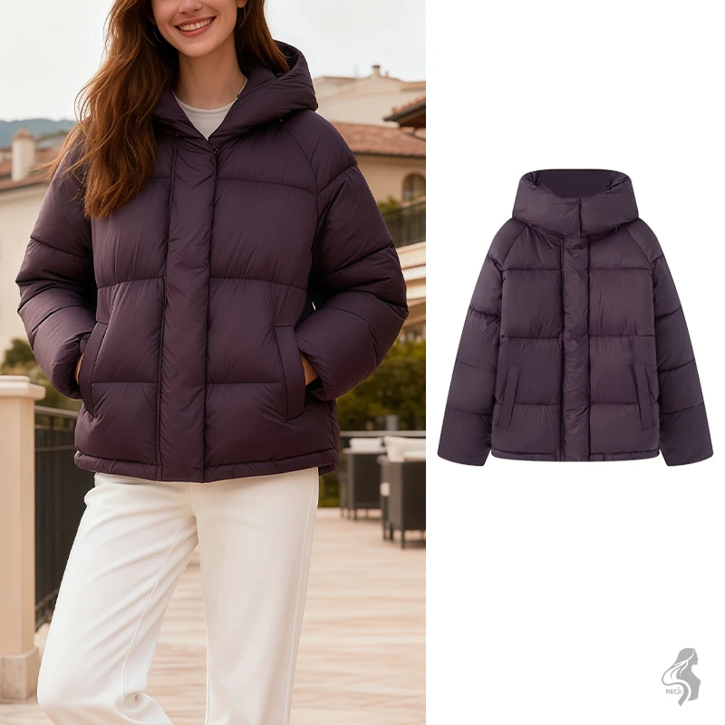 

Womens Fashion Cotton Jacket With Detachable Hood Zipper Versatile Down Cotton Coat Suitable For Daily Commute And Casual Wear