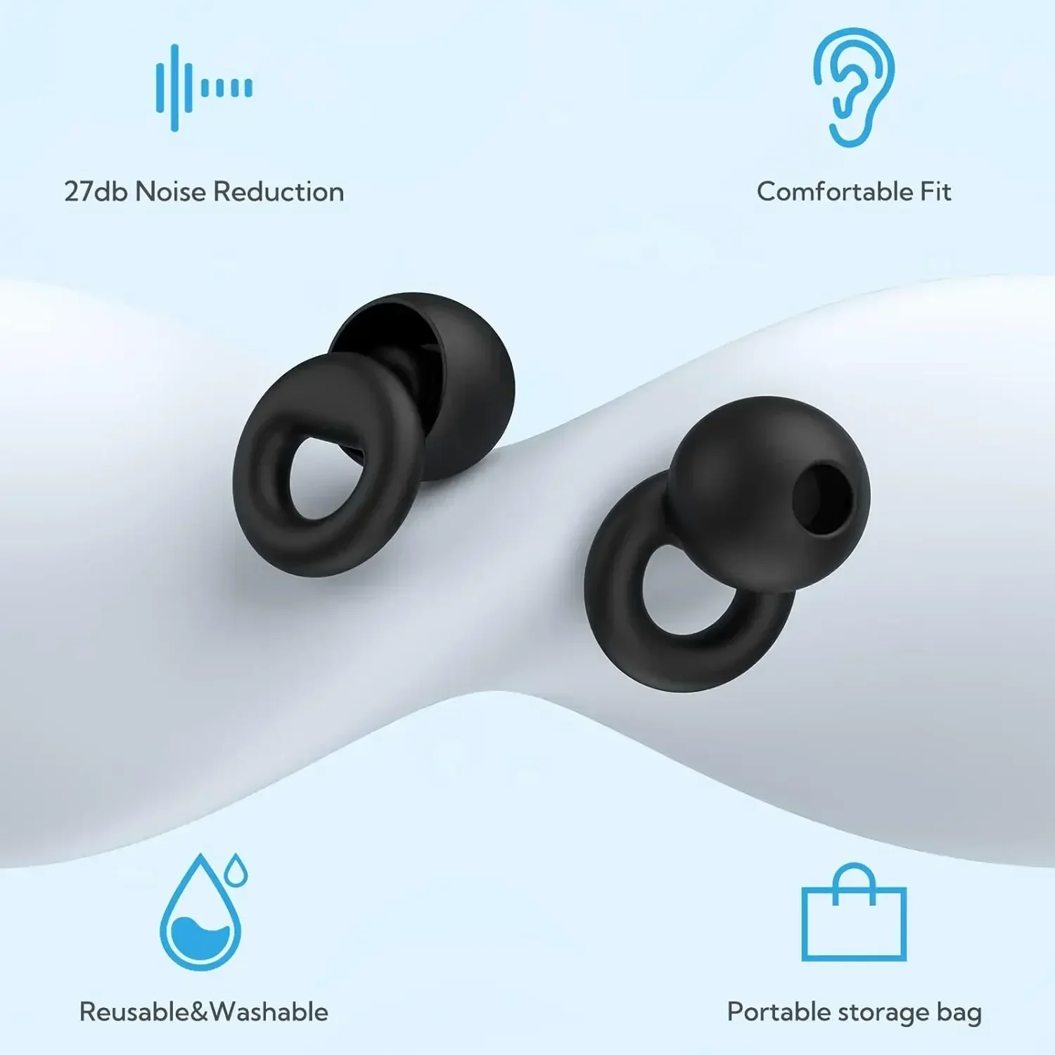 40Pair Loop Quiet Ear Plugs for Noise Reduction for Sleeping Silicone Ear Plugs for Swimming Motorbike Noise Filtering Ear Plugs