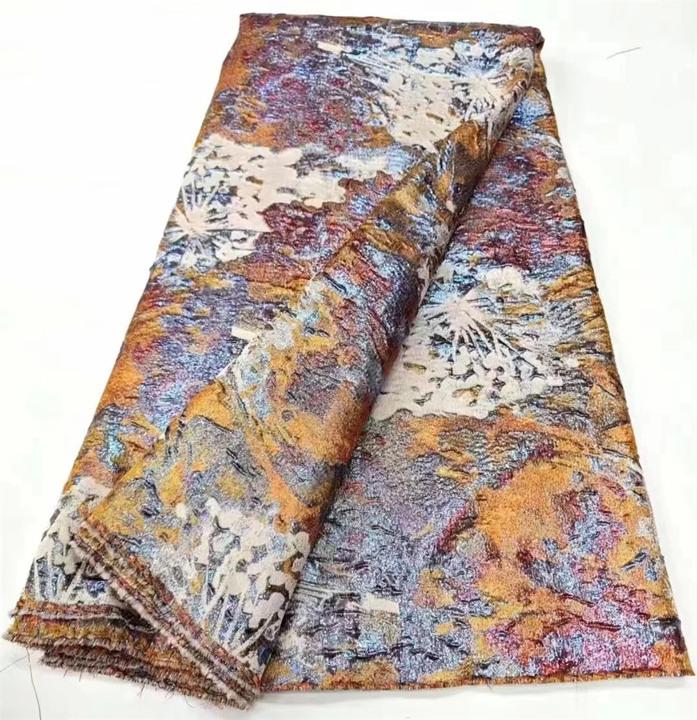 Gold Brocade Lace Fabric with new material African Jacquard Lace Fabric High Quality Nigerian French Tulle Lace Fabric