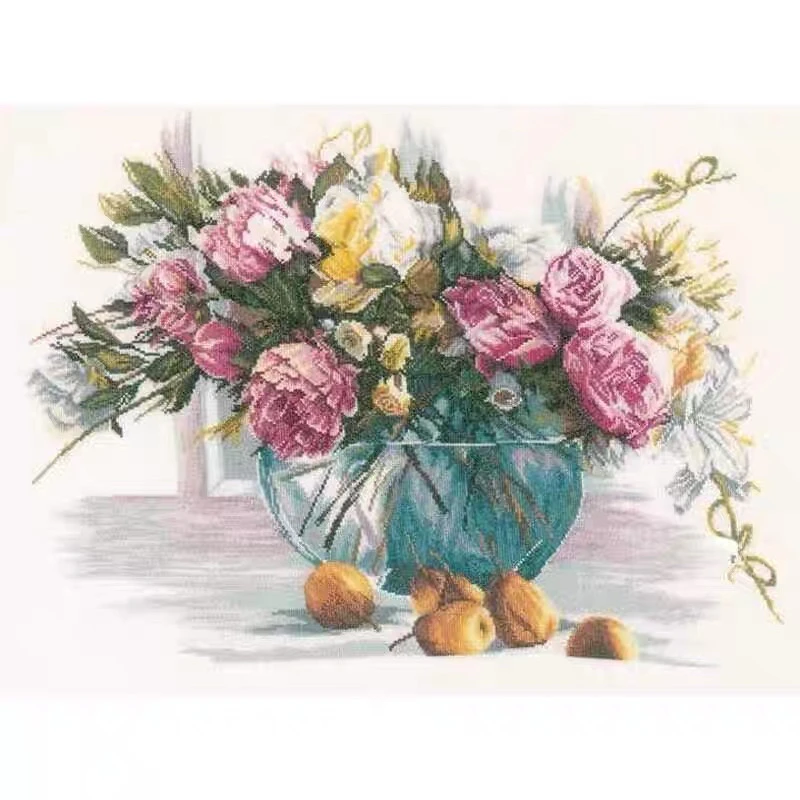 Cross stitch Kit 14CT Canvas Cross Stitch Embroidery Set Craft -Lanarte PN-0162299 Blurred Vase 63-51 Cross Stitch Set