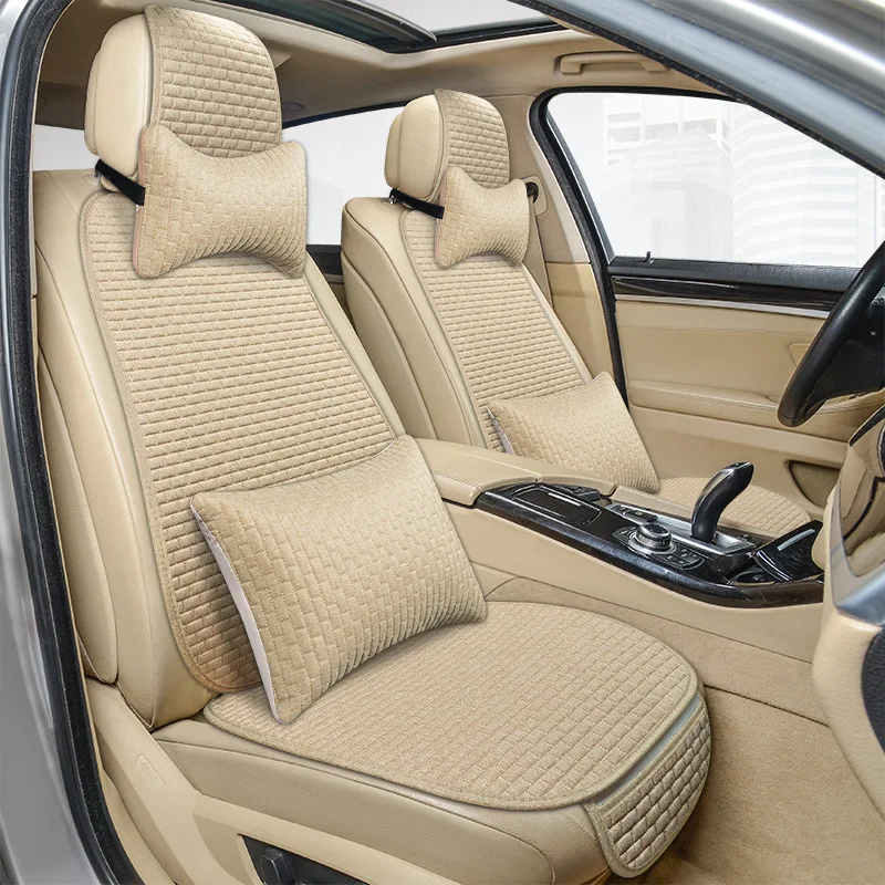 

Universal Linen Car Seat Cover Anti-Slip Breathable Flax Front/Rear Auto Seat Cushion Four Seasons Seat Protector Cover