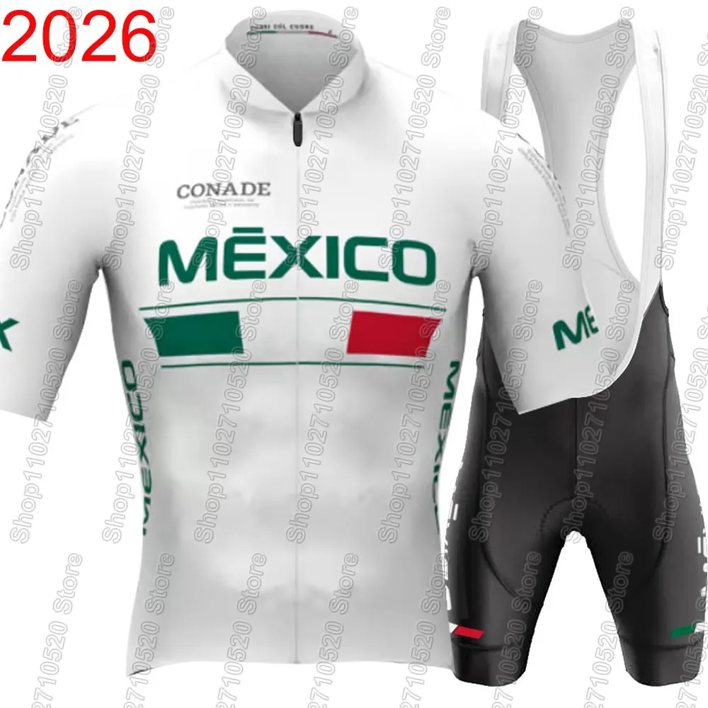 Mexico National Team Cycling Jersey 2026 Set Summer Green Clothing Road Bike Shirts Suit Bicycle Bib Shorts MTB Ropa Maillot