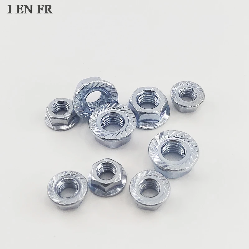 1-20 pezzi M3 M4 M5 M6 M8 M10 M12 M14 M16 zinco placcato testa esagonale seghettata antiscivolo Spinlock flangia dado di bloccaggio DIN6923