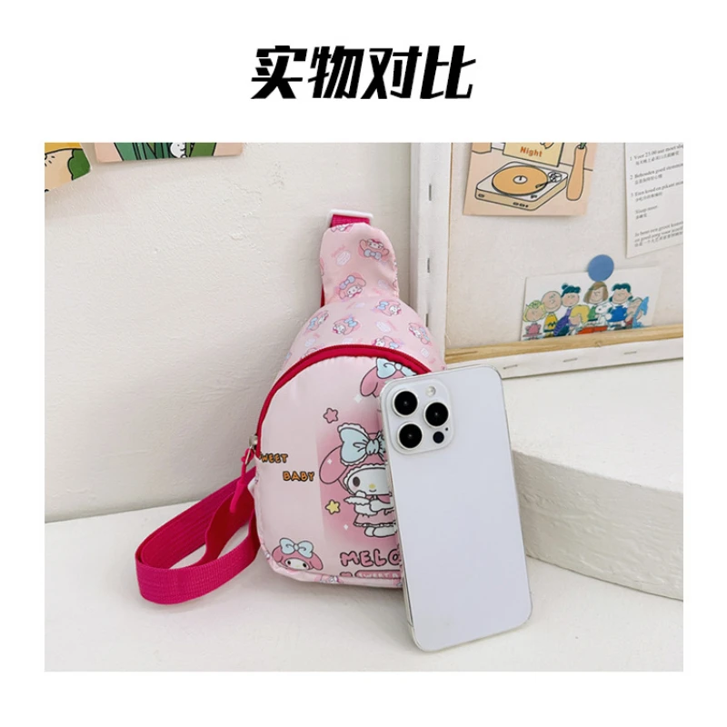 Mochila Hello Kitty para meninos e meninas, bonito saco de peito infantil, nova mochila de corpo cruzado, Ins moda, primavera e verão, 2022