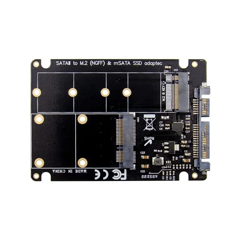mSATA & M.2 B-Key NGFF2 in 1 Sized Multiple SSD to SATA 3 III Adapter Converter bkey Msata to sata3.0 card case
