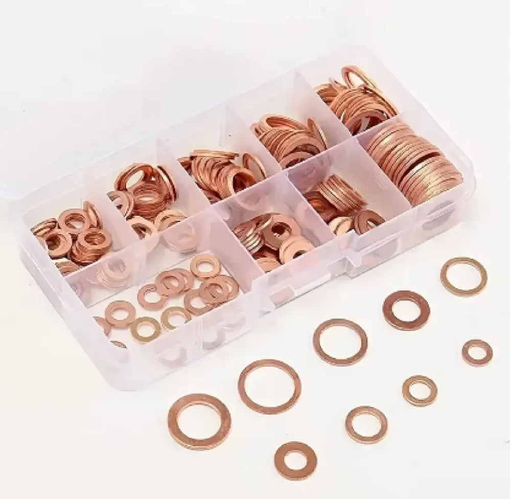 300/280/200/100Pcs Washer Copper Sealing Solid Gasket Washer Sump Plug Oil For Boat Crush Flat Seal Ring Tool