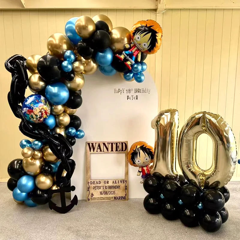 Nuevo Set de Guirnalda de Globos con Temática de One Piece, Kit de Arco de Globos de Piratas de Dibujos Animados, Decoración para Fiestas de Cumpleaños Infantiles y Baby Shower
