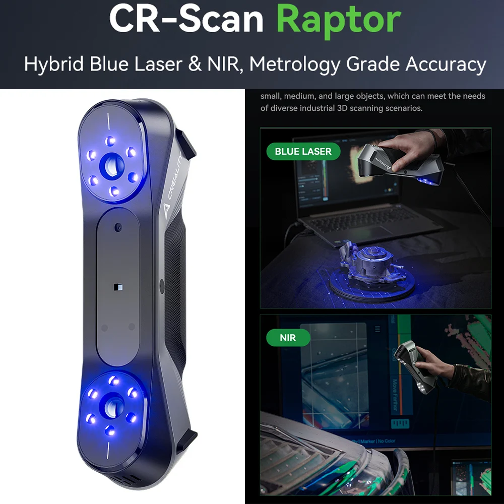 Creality 3D Scanner CR-Scan Raptor High-Precision HYBRID Blue NIR Light Laser Scanner Handheld Scan 0.02 mm Accuracy 60fps