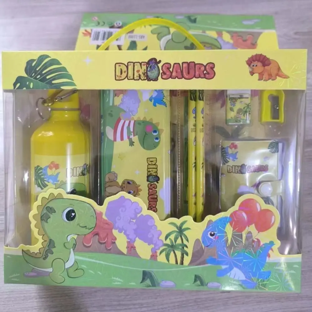 Set Alat Tulis 8 in 1 Penghapus Pensil Penggaris Buku Catatan Pengasah Pensil Hadiah untuk Siswa Botol Air Kawaii