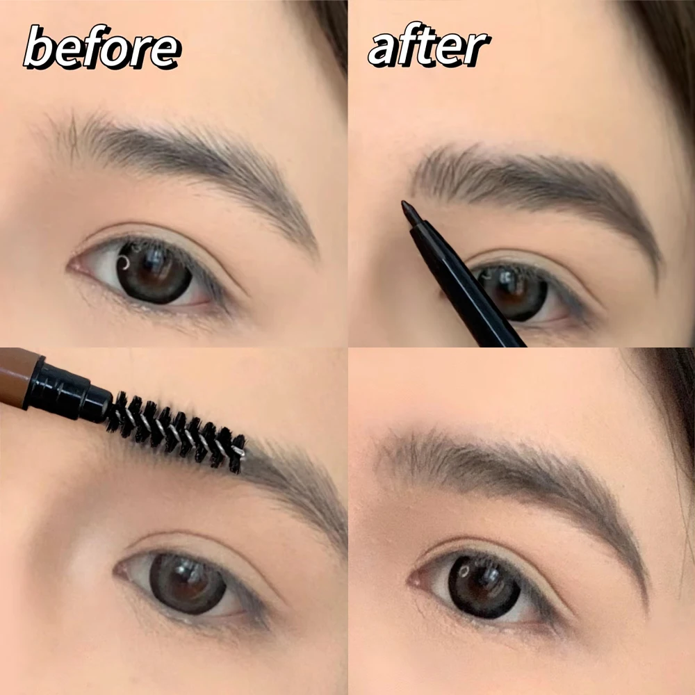 Crayon à sourcils double extrémité ultra fin pour femme, imperméable, ne tache pas, tatouage des sourcils, contour naturel longue durée, maquillage