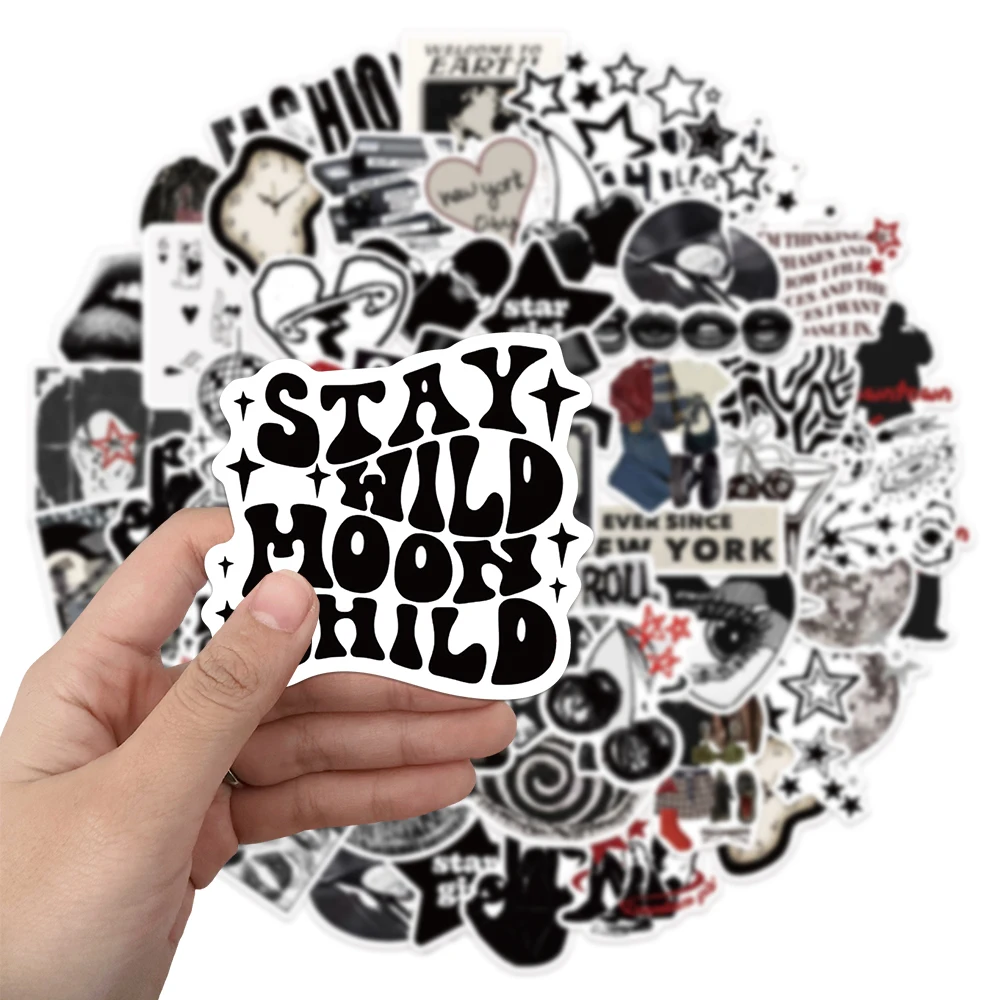 50PCS Creative Black Y2K Creative Stickers Premium Phone Cases Laptop Water Cups Refrigerator Desktop Waterproof Stickers