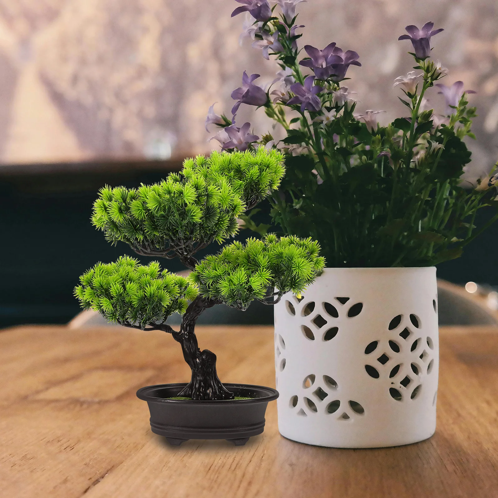 

Simulated Pine Potted Plant Artificial Bonsai Tree Home Decor Fake Plants Potted Vivid Faux Plant Ornament IndoorPlantBonsaiTree