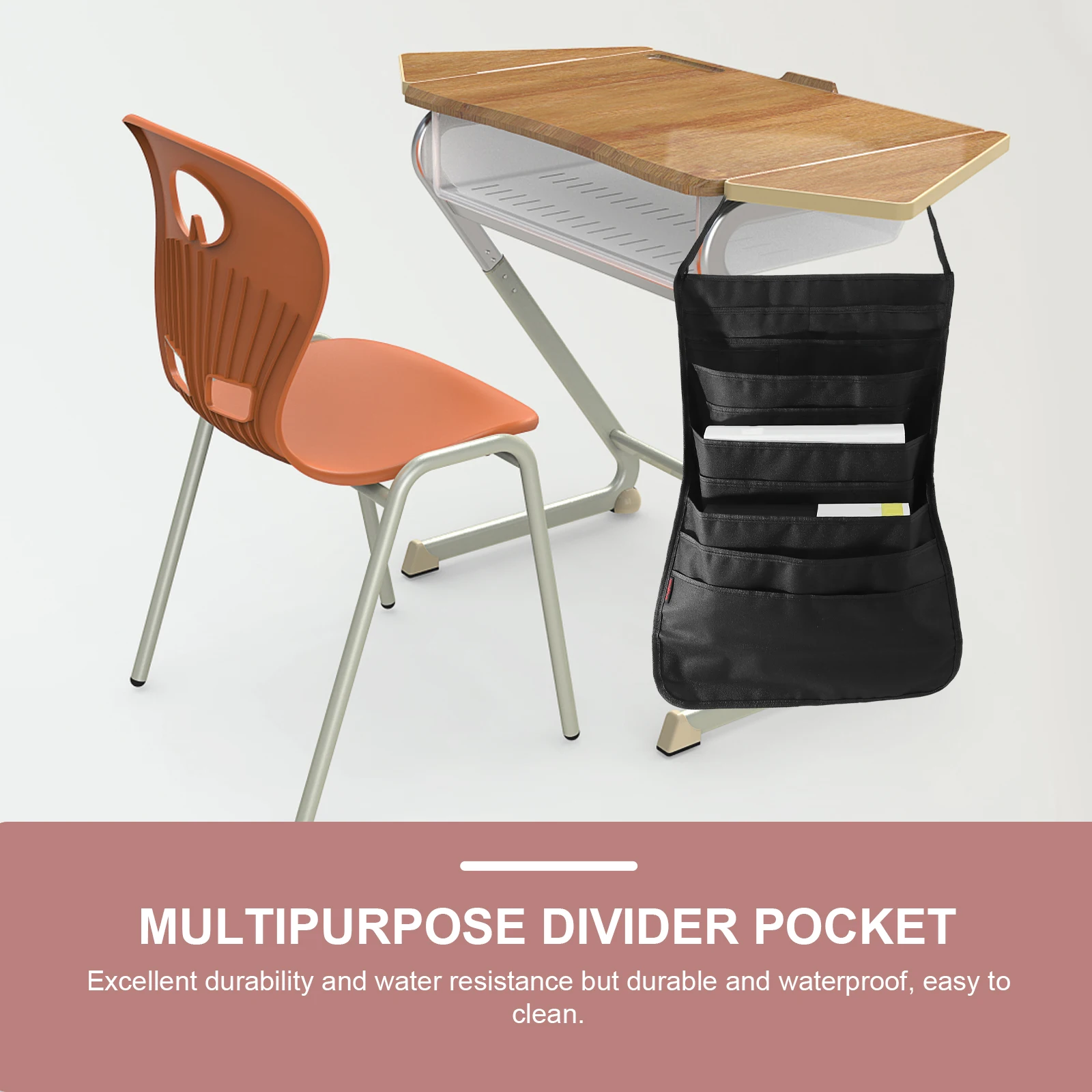 

Hanging Storage Desk Organizer Multi-Pocket Book Bag Space-Saving File Organizer Pocket Storage Bag for School Office