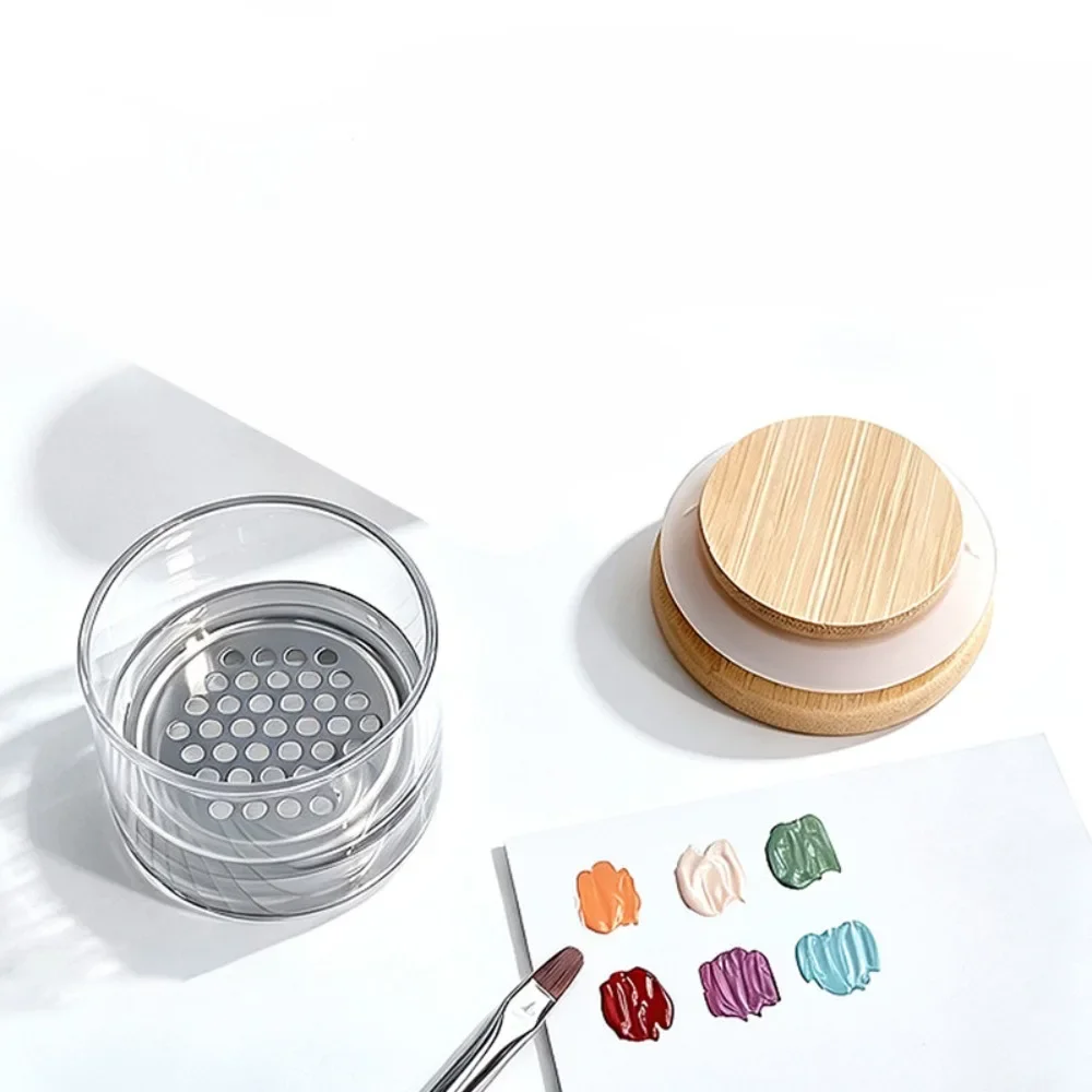 1PCS Crystal Glass Nail Brush Cleaner Cup with Stainless Steel Mesh Base Wash Pen Nail Drill Bits Cleaning Container for Salon