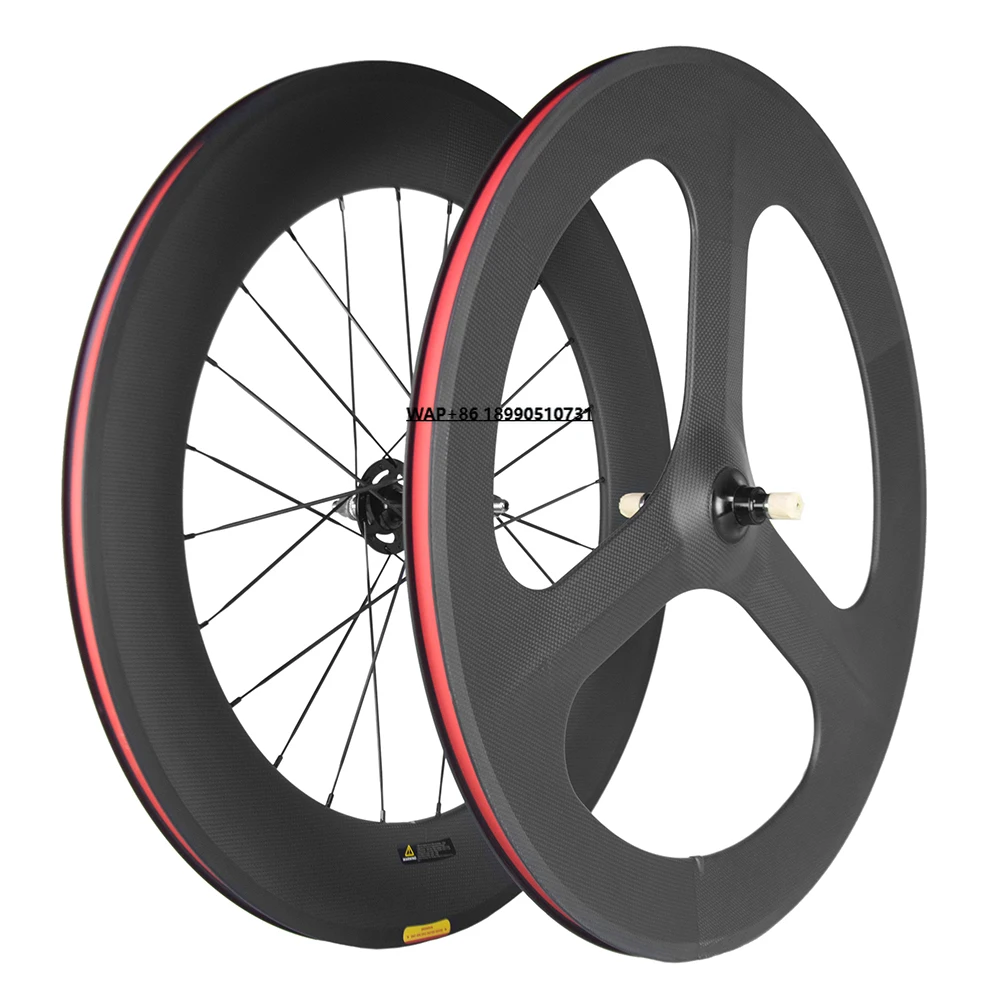 

In Stock Carbon Wheelset Clincher Tire 700C Carbon Wheelset Tri Spoke Disc Brake Bicycle Wheelset for Sale