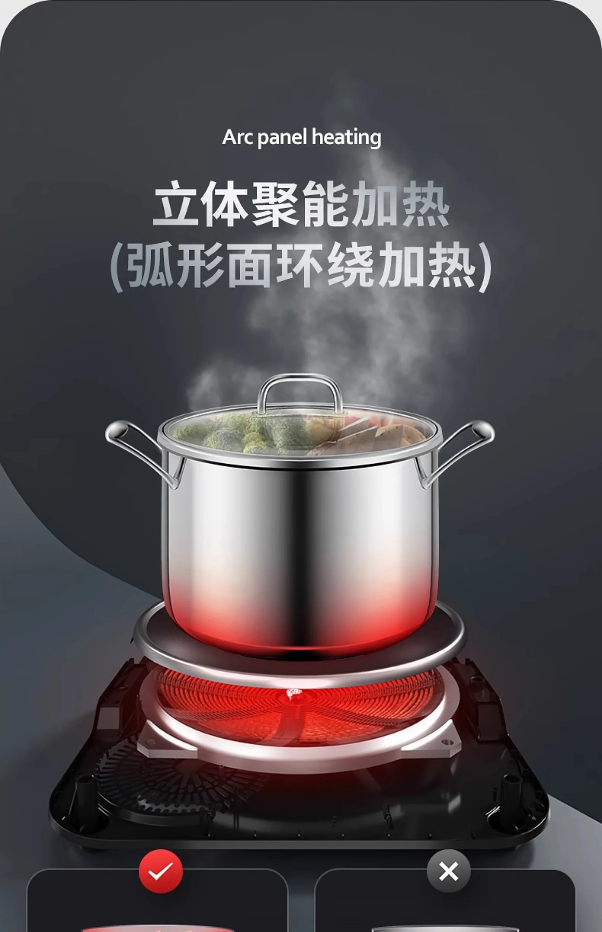220V Chigo Induction Cooker Concave Wok Stove High Power for Fast Cooking BB