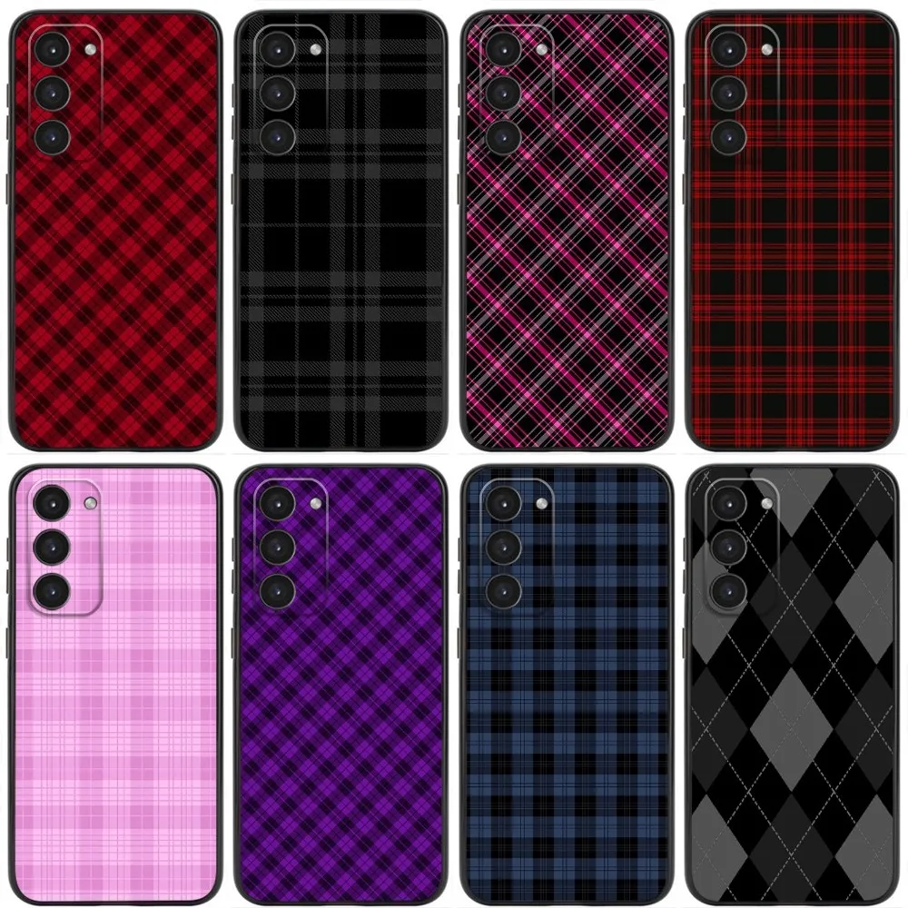 

Plaid Phone CaseSilicone Case For Samsung Galaxy A20,A21s,A22,A31,A32,A52,A53,A72,73,A80,A91 Soft Black Cover