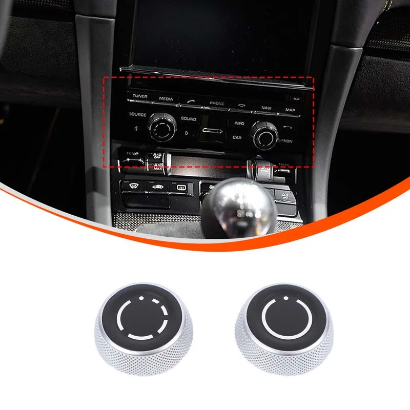 x2 Audio Volume Radio Knob Cover CD Multi-Media Control Switch Button For Porsche Cayenne Panamera Macan 718 911 Boxster Cayman - view 4